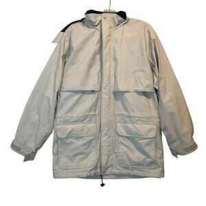 Eddie Bauer Gore-Tex Hooded Soft Shell Tan Mid-Length Coat Mens S